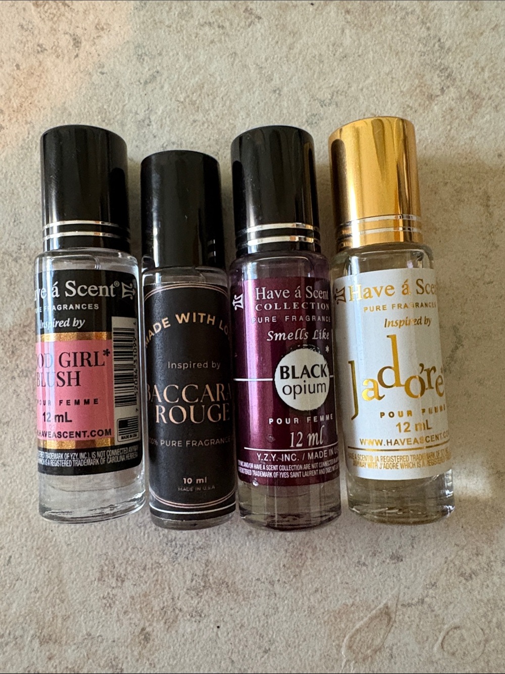 Women's Roller Perfume Set – Black & Gold Accents (4 Pack)